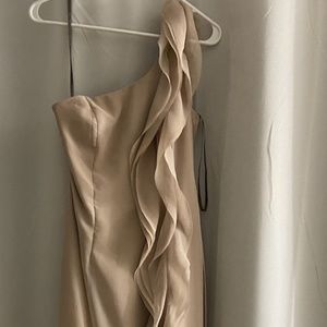 long one-shoulder bridesmaid dress with ruffles white by vera wang Charming One Shoulder Long Sleeves Mermaid Wedding Dress With Ruffles Long